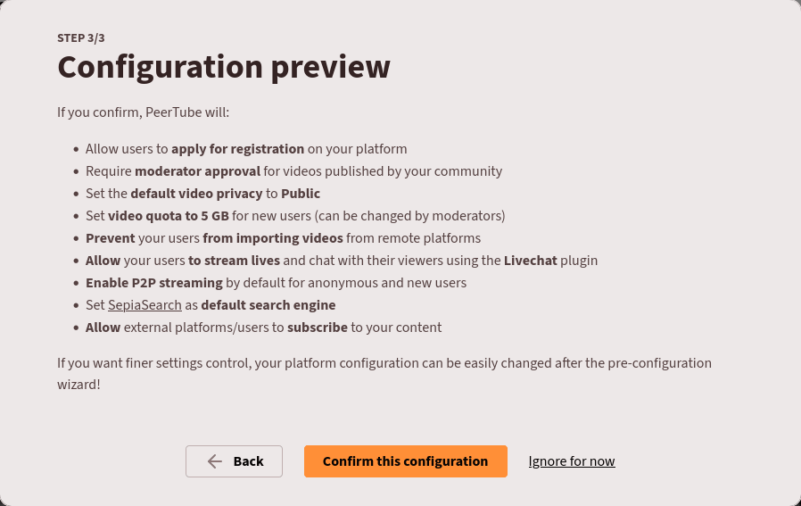 screenshot configuration wizard