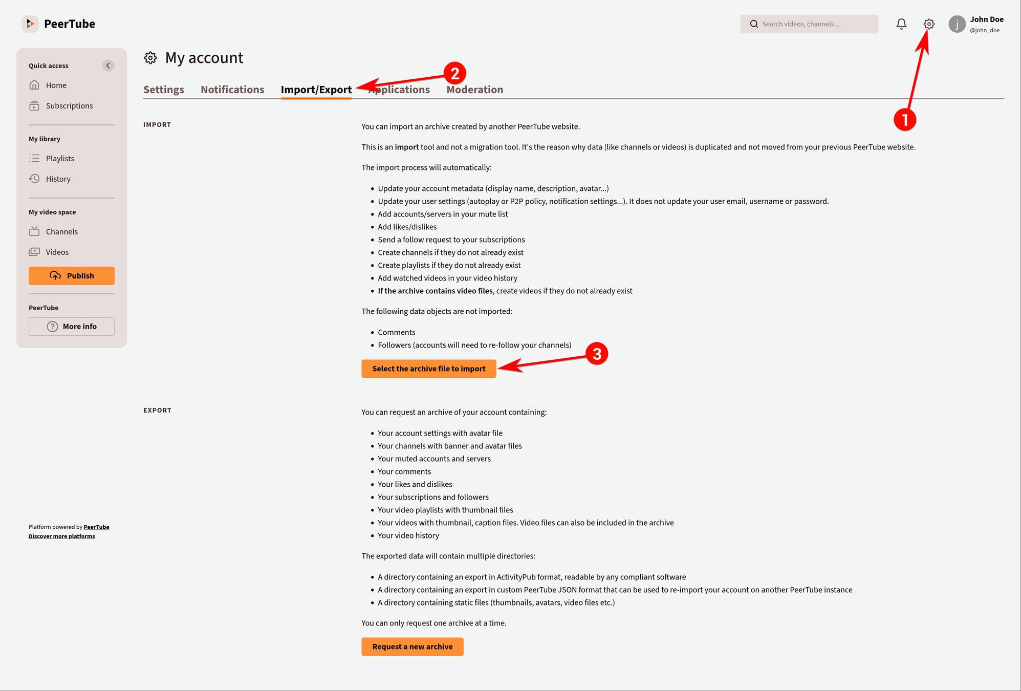 import an account view image