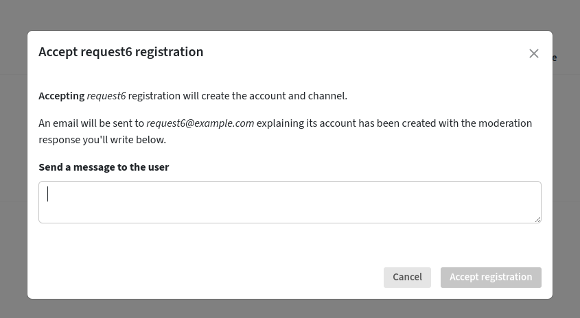 Registration accept modal